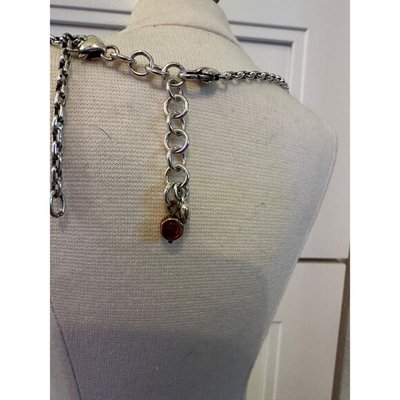 Brighton Silver & Copper Reversible Heart Pendant Necklace Adjustable Chain #554 - Picture 6 of 13